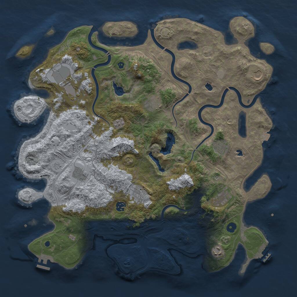 Rust Map: Procedural Map, Size: 4500, Seed: 48985, 16 Monuments