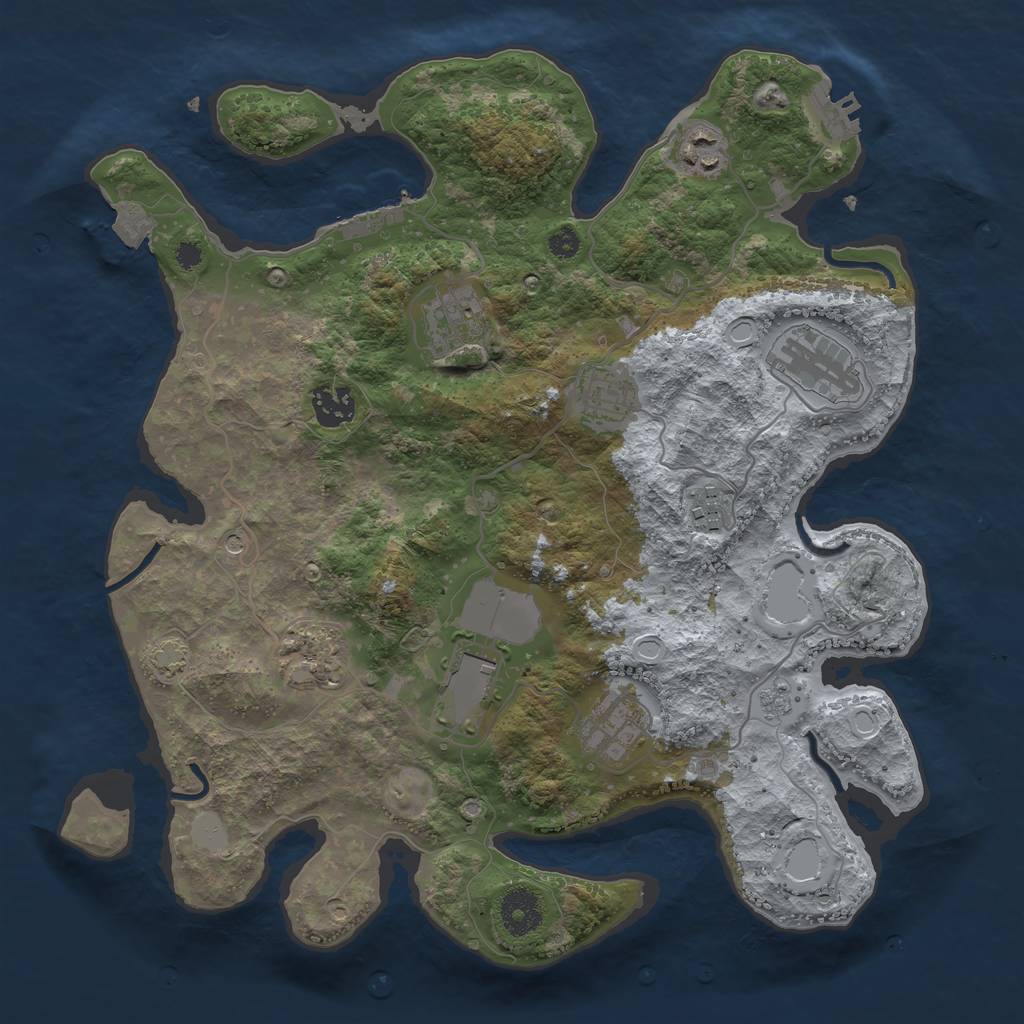 Rust Map: Procedural Map, Size: 3500, Seed: 627542221, 17 Monuments