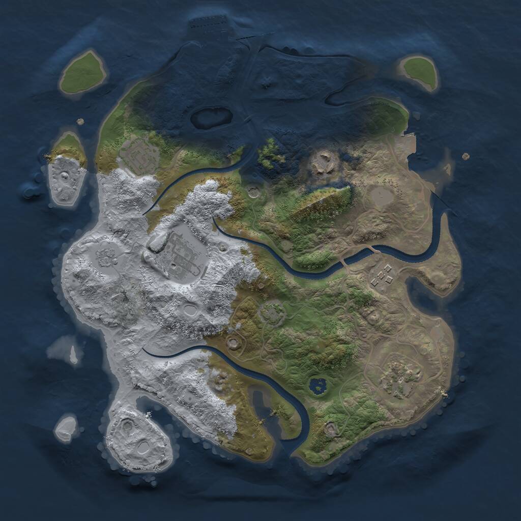 Rust Map: Procedural Map, Size: 3000, Seed: 1942592736, 10 Monuments
