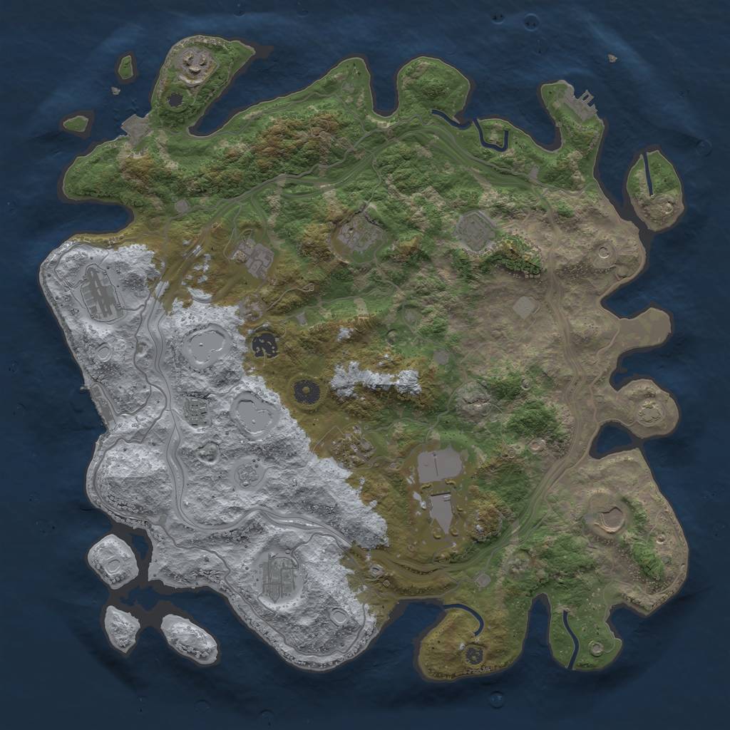 Rust Map: Procedural Map, Size: 4250, Seed: 497294259, 19 Monuments
