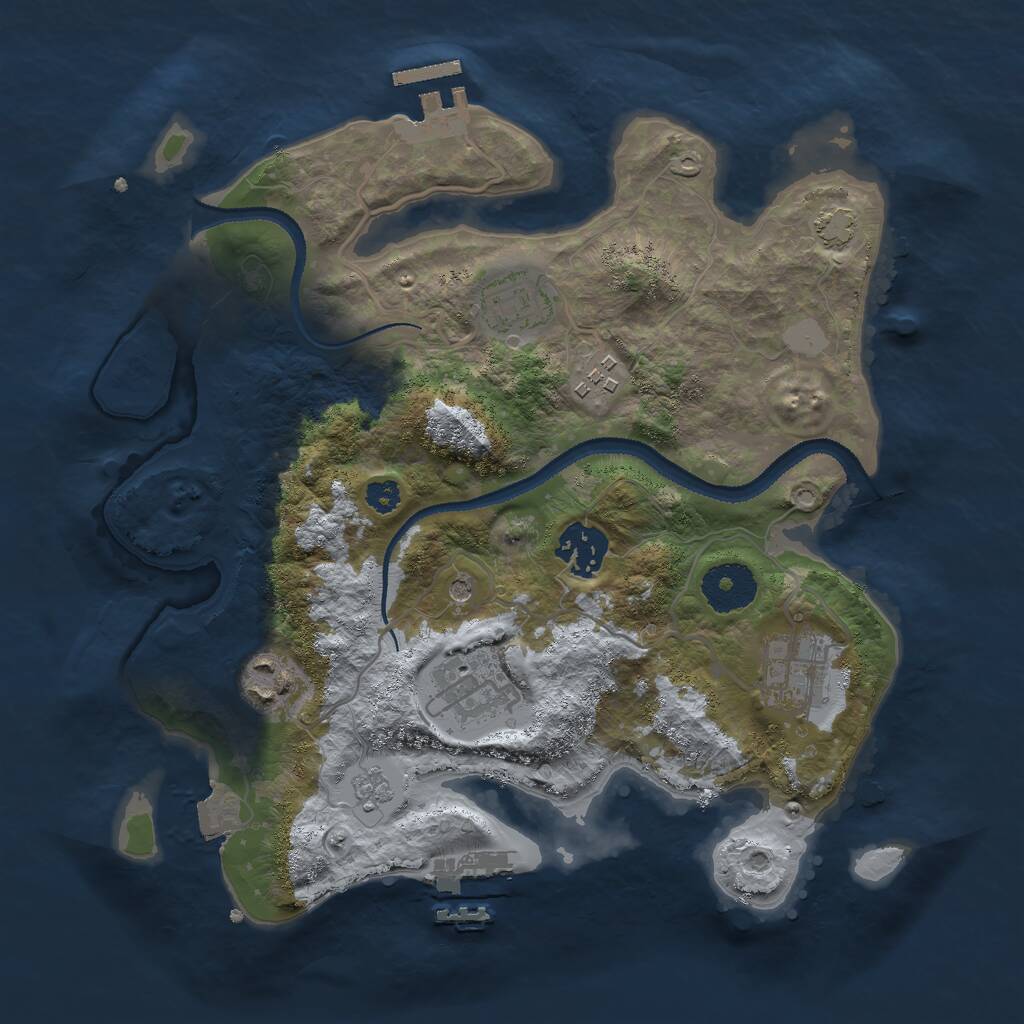 Rust Map: Procedural Map, Size: 3000, Seed: 541545546, 12 Monuments