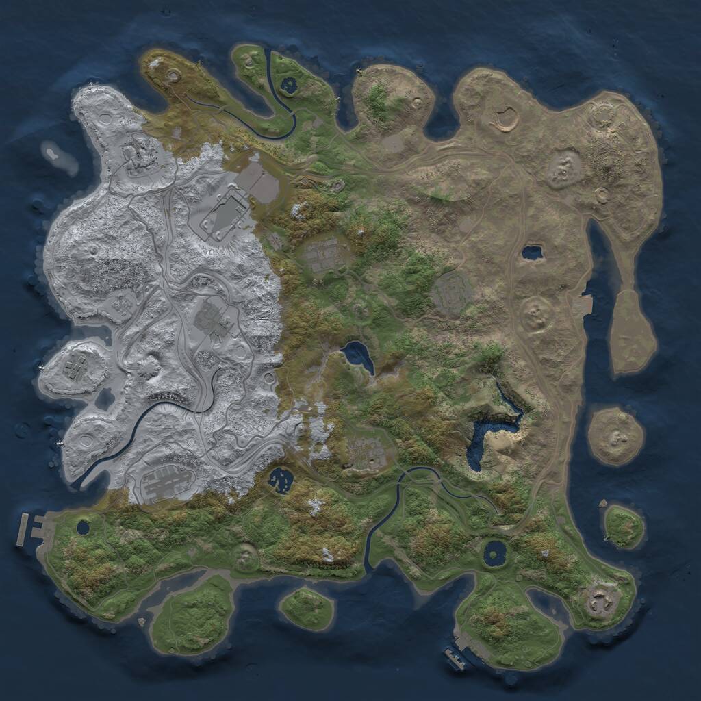 Rust Map: Procedural Map, Size: 4250, Seed: 127891365, 17 Monuments