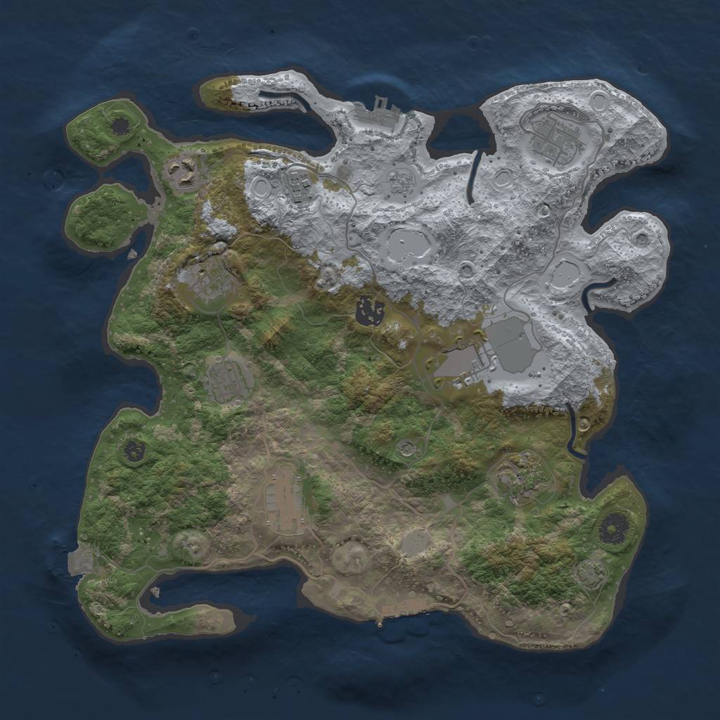 Rust Map: Procedural Map, Size: 3500, Seed: 794957243, 17 Monuments