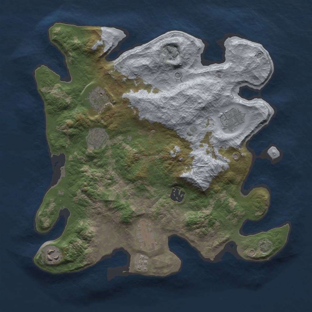 Rust Map: Barren, Size: 3300, Seed: 459590543, 11 Monuments