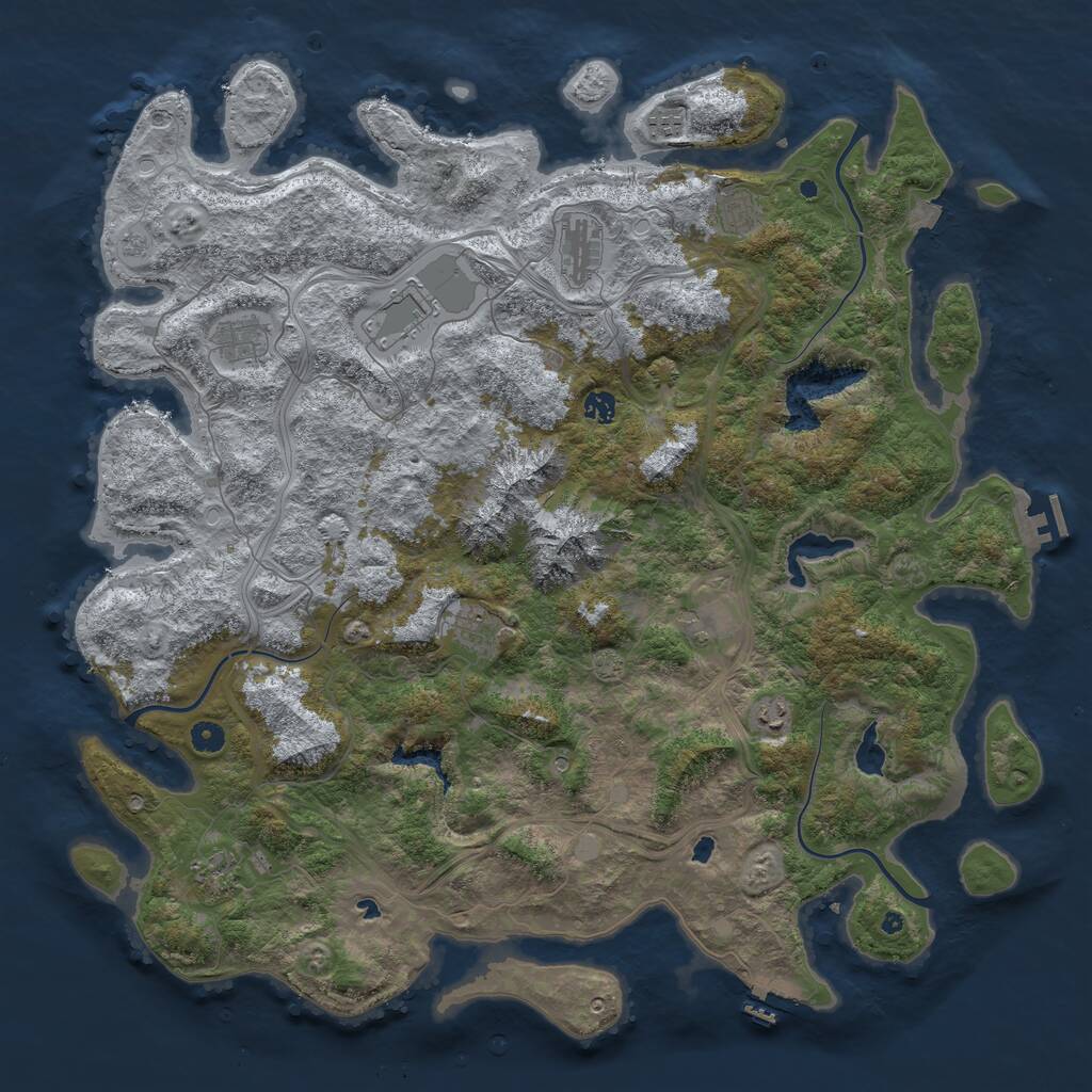 Rust Map: Procedural Map, Size: 5000, Seed: 67681, 16 Monuments