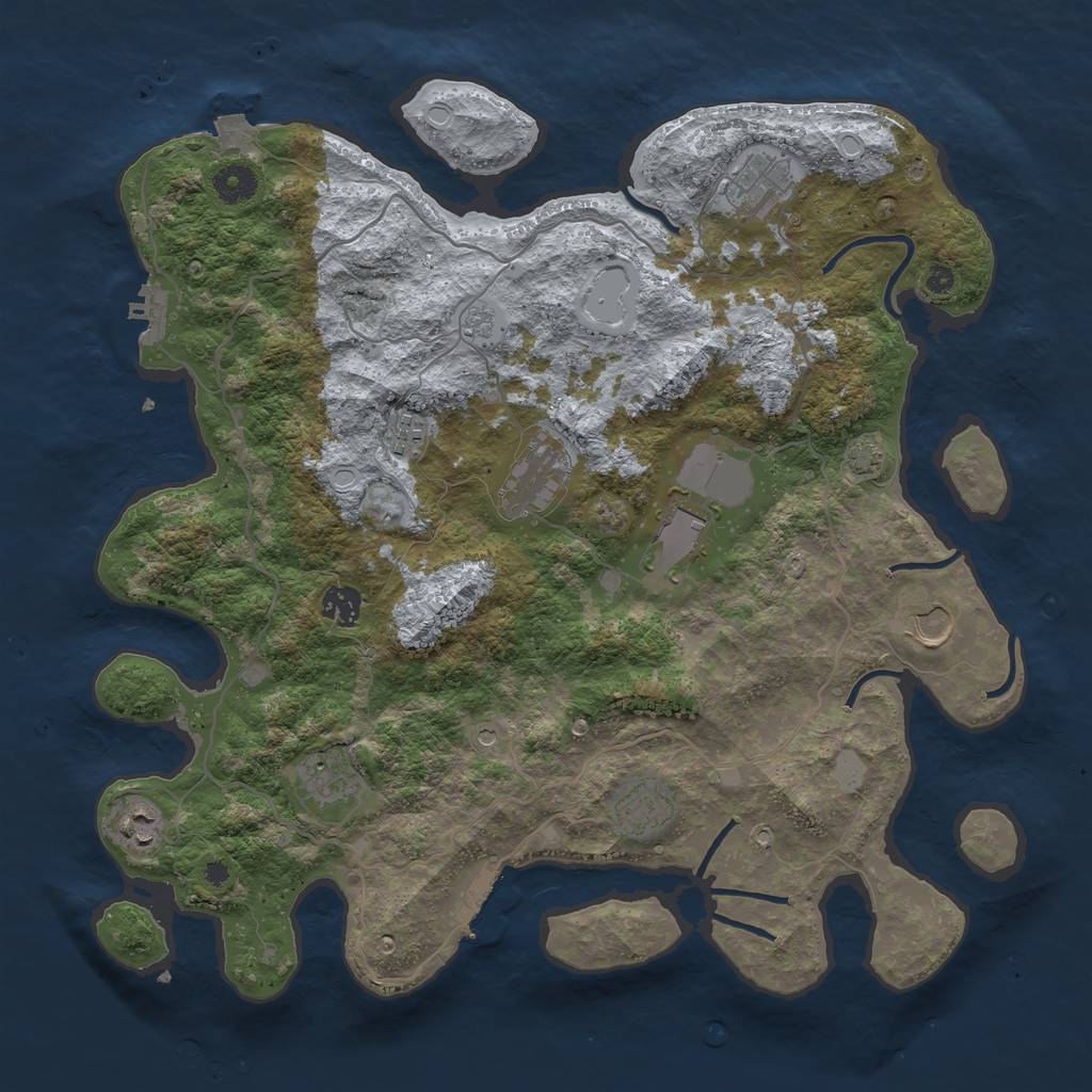 Rust Map: Procedural Map, Size: 4000, Seed: 513, 17 Monuments