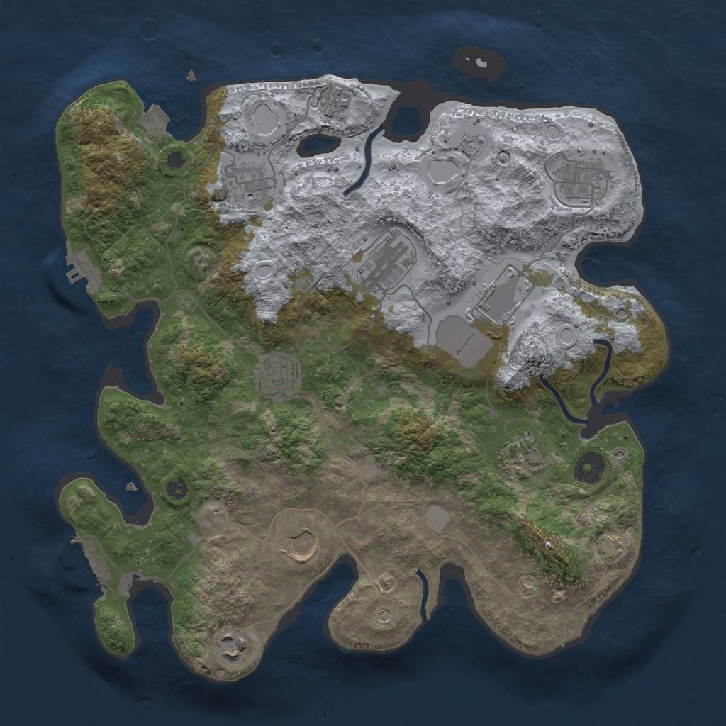 Rust Map: Procedural Map, Size: 3500, Seed: 408153147, 17 Monuments