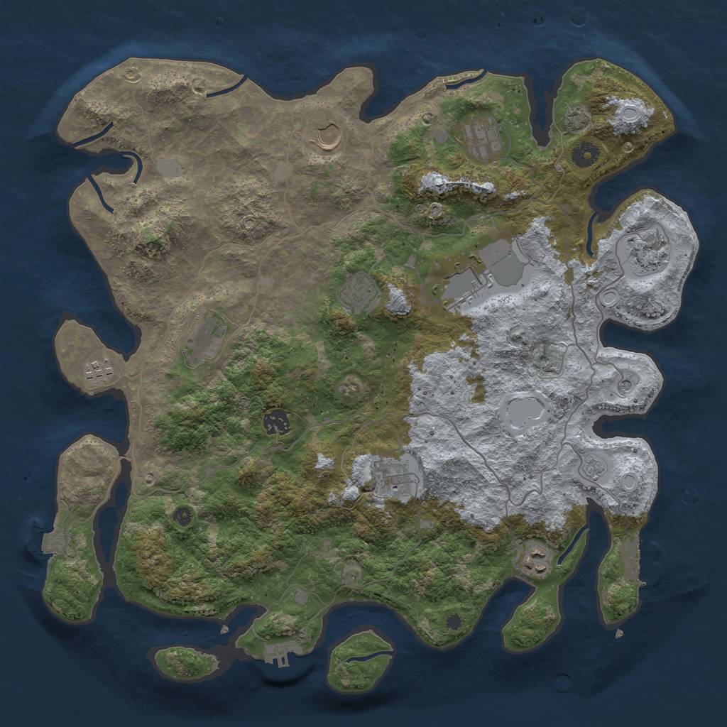 Rust Map: Procedural Map, Size: 4096, Seed: 2069763753, 18 Monuments
