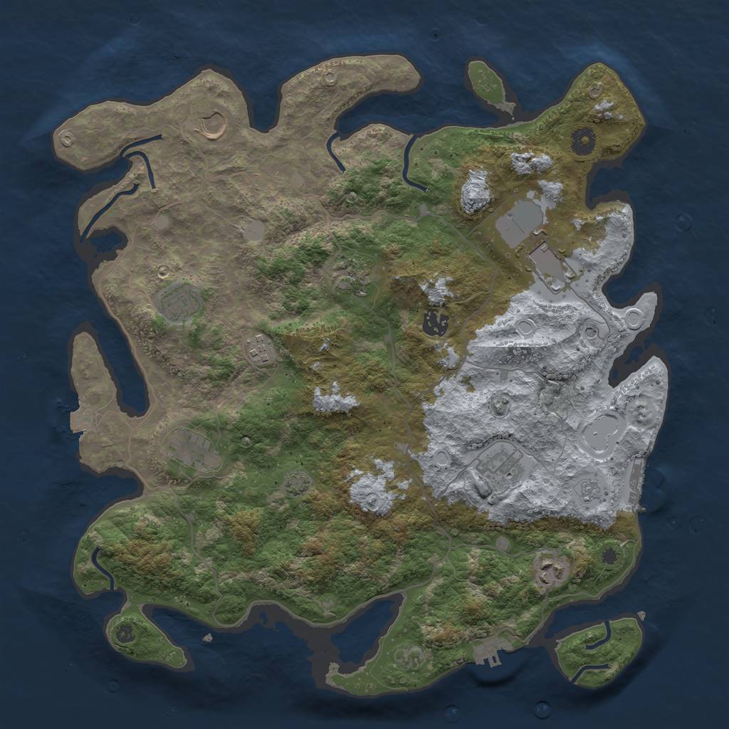 Rust Map: Procedural Map, Size: 4000, Seed: 457251234, 17 Monuments