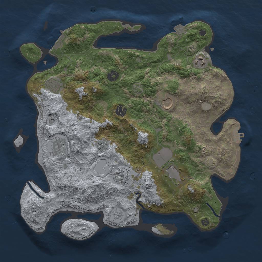 Rust Map: Procedural Map, Size: 3500, Seed: 729758740, 16 Monuments