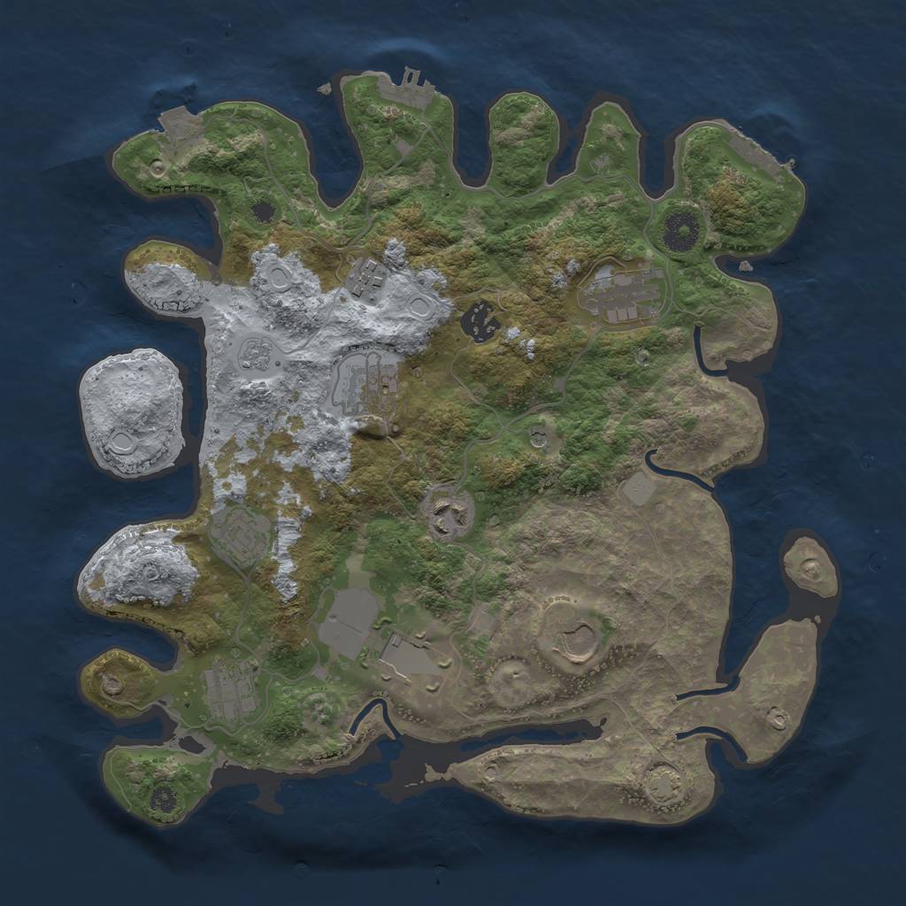 Rust Map: Procedural Map, Size: 3500, Seed: 197629261, 17 Monuments