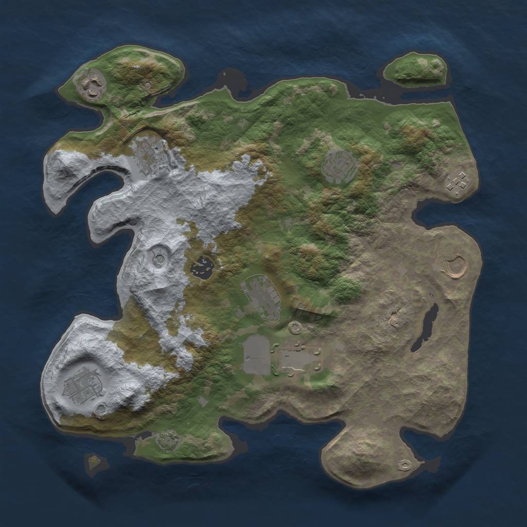 Rust Map: Barren, Size: 3500, Seed: 660949845, 13 Monuments