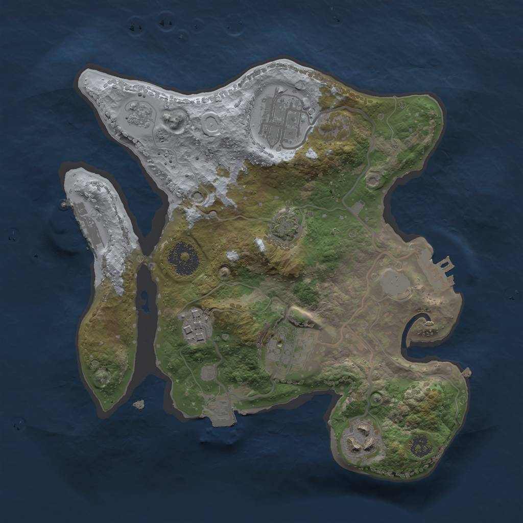Rust Map: Procedural Map, Size: 2500, Seed: 10393, 11 Monuments