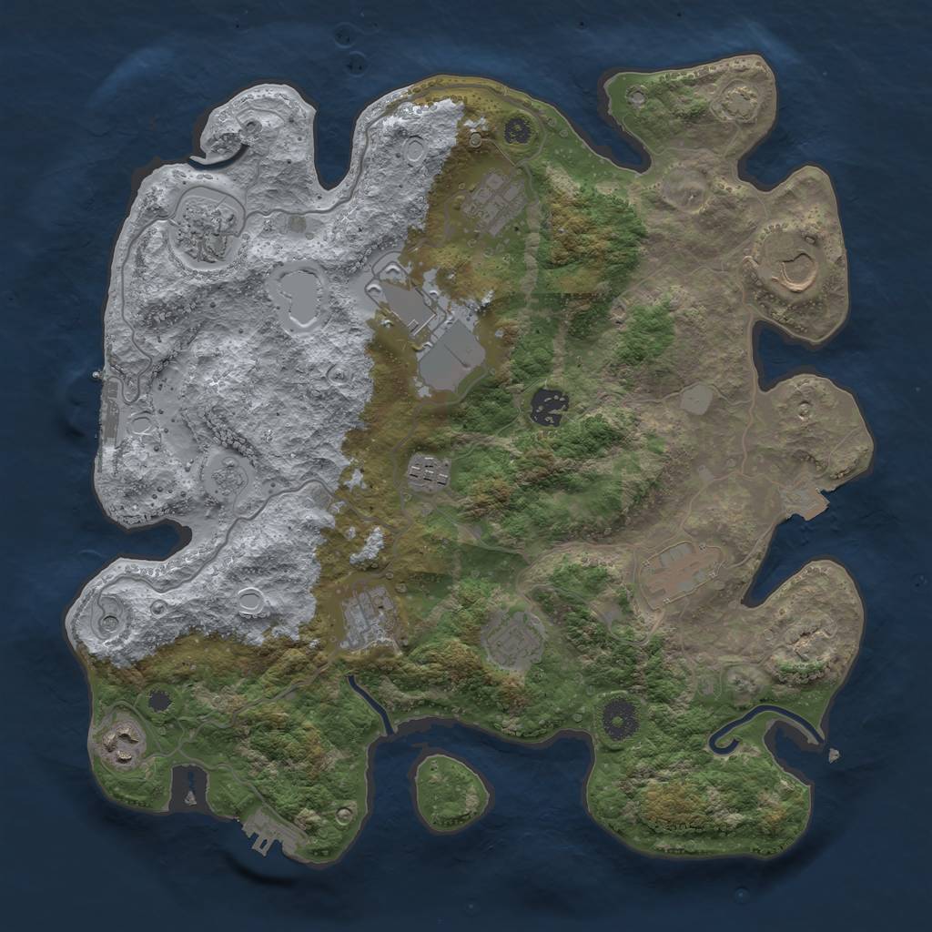 Rust Map: Procedural Map, Size: 3600, Seed: 8727852, 18 Monuments