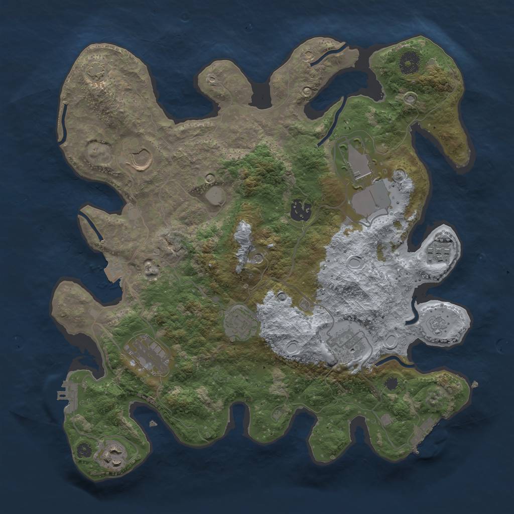 Rust Map: Procedural Map, Size: 3500, Seed: 42482713, 16 Monuments