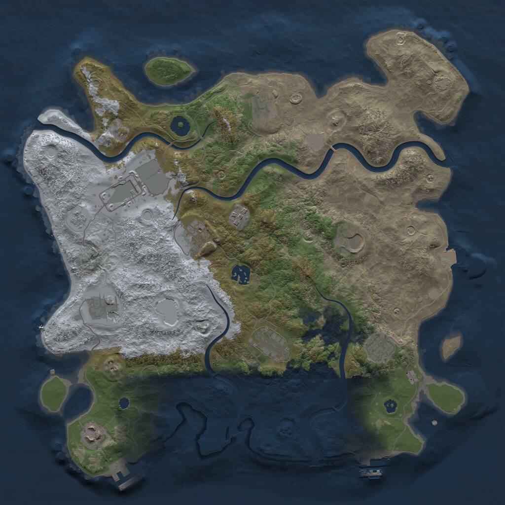 Rust Map: Procedural Map, Size: 3900, Seed: 142612351, 16 Monuments