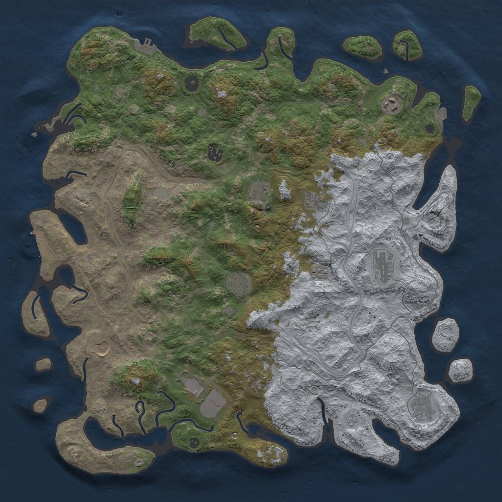 Rust Map: Procedural Map, Size: 4850, Seed: 3500, 19 Monuments