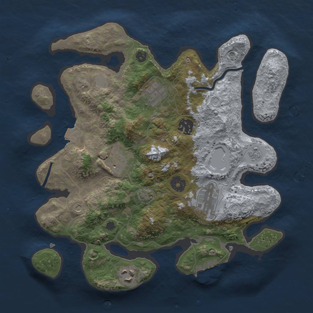 Rust Map: Procedural Map, Size: 3000, Seed: 234737294, 12 Monuments