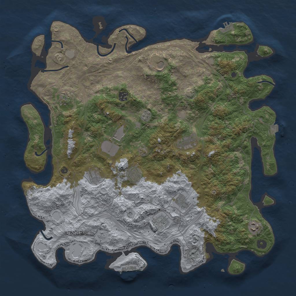 Rust Map: Procedural Map, Size: 4500, Seed: 1881618235, 19 Monuments
