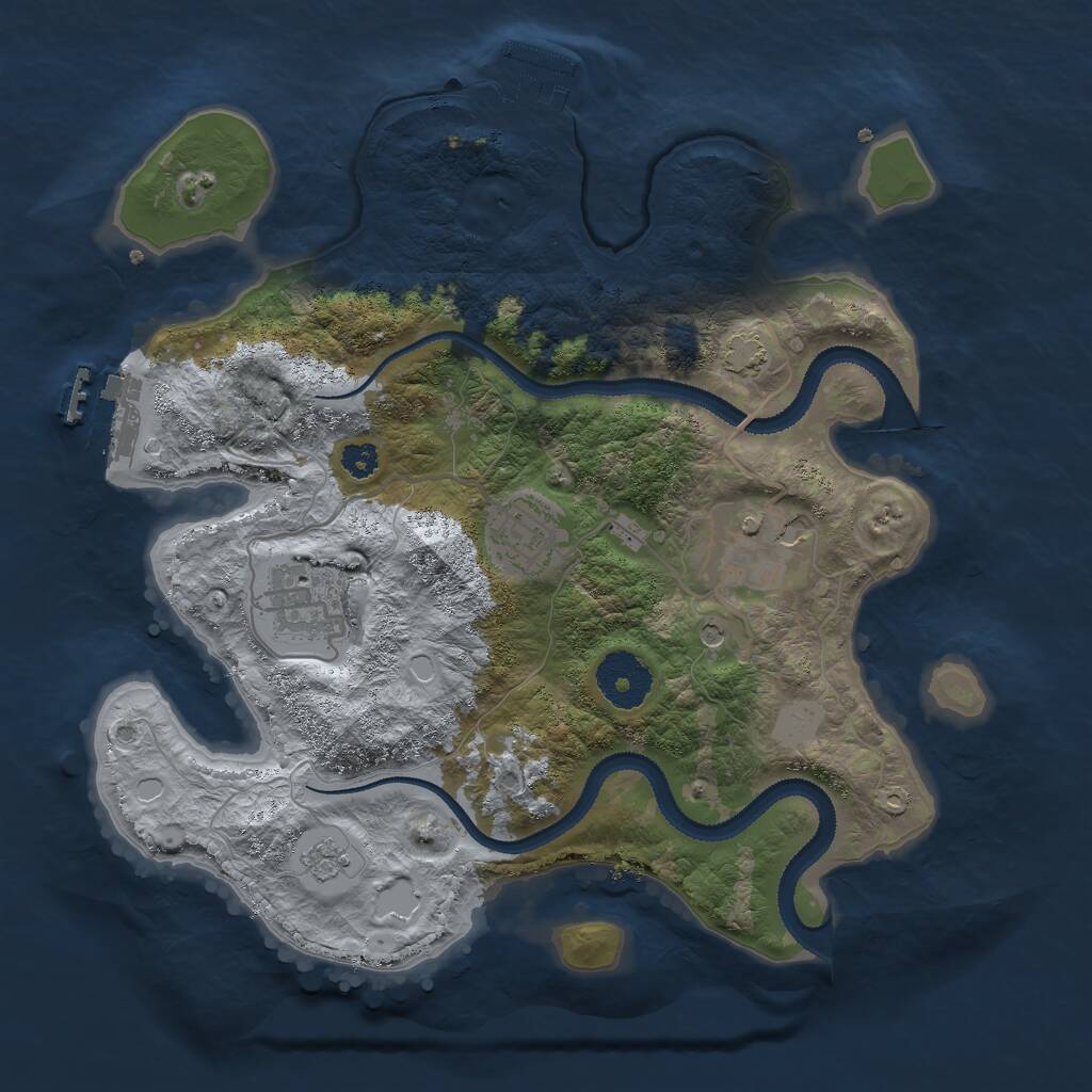 Rust Map: Procedural Map, Size: 3000, Seed: 24582, 9 Monuments