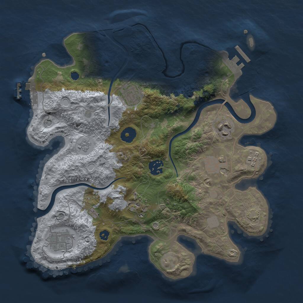 Rust Map: Procedural Map, Size: 3000, Seed: 27795, 13 Monuments