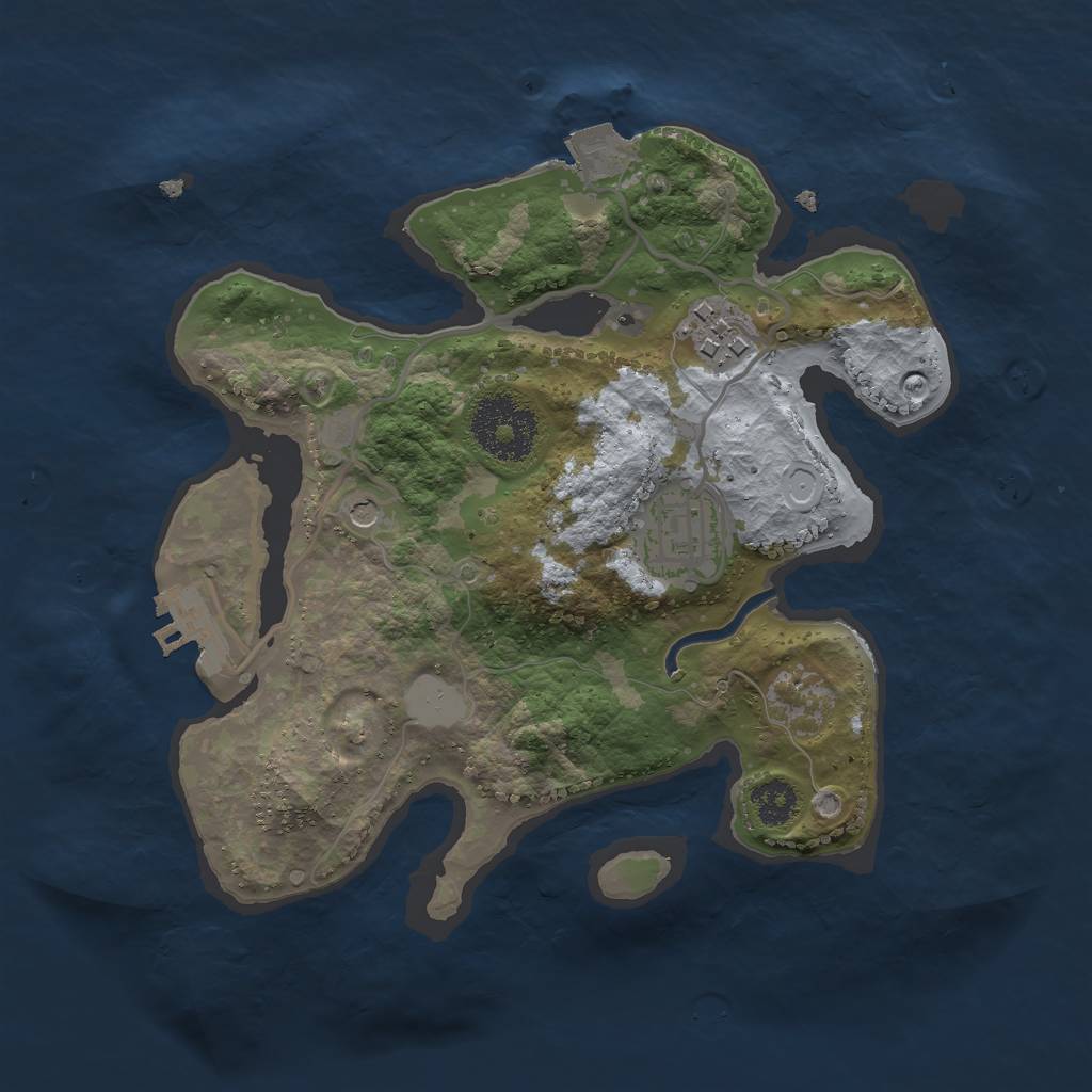 Rust Map: Procedural Map, Size: 2500, Seed: 229664906, 7 Monuments