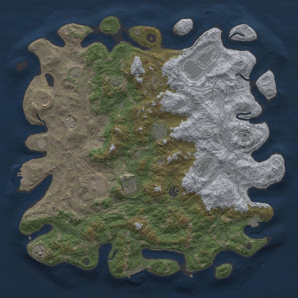 Rust Map: Procedural Map, Size: 4500, Seed: 425272000, 18 Monuments