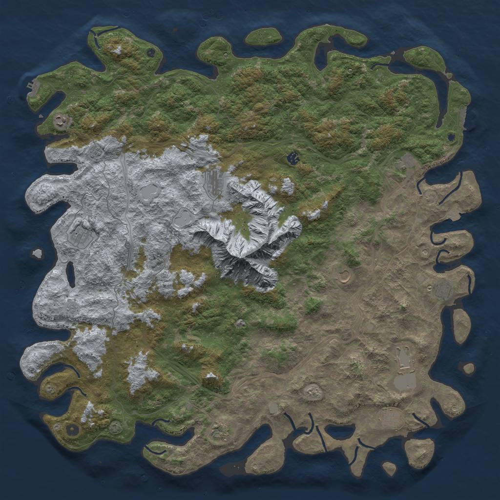 Rust Map: Procedural Map, Size: 6000, Seed: 92814333, 19 Monuments