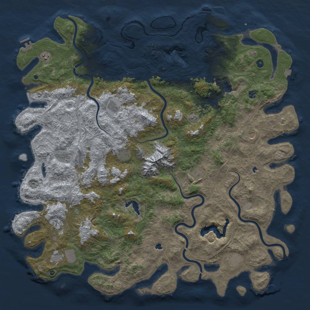 Rust Map: Procedural Map, Size: 6000, Seed: 92814333, 17 Monuments