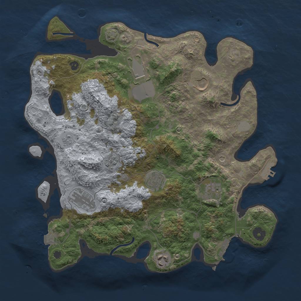 Rust Map: Procedural Map, Size: 3500, Seed: 1379563401, 15 Monuments
