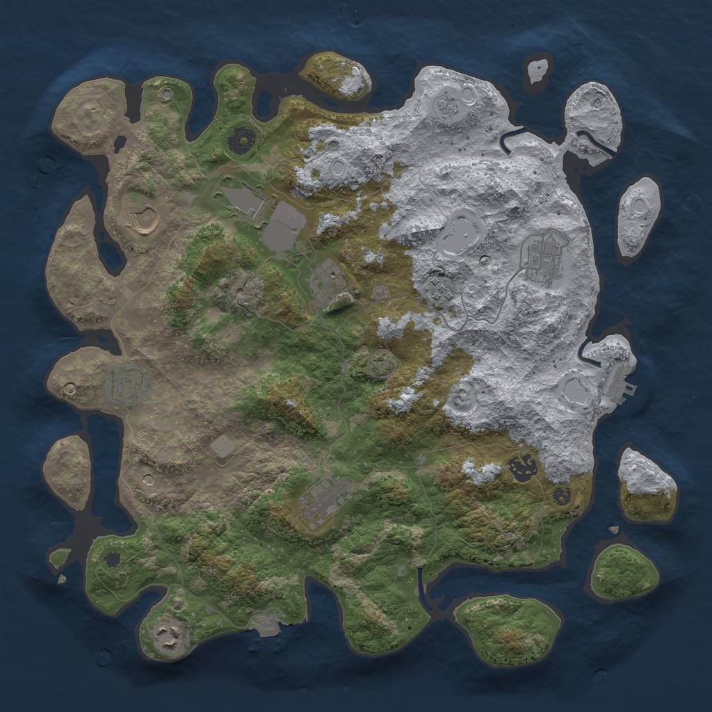 Rust Map: Procedural Map, Size: 3900, Seed: 393026877, 16 Monuments