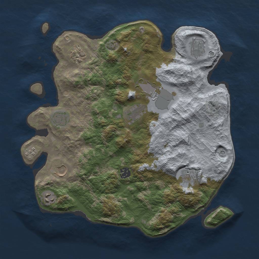Rust Map: Barren, Size: 3500, Seed: 1582892595, 14 Monuments