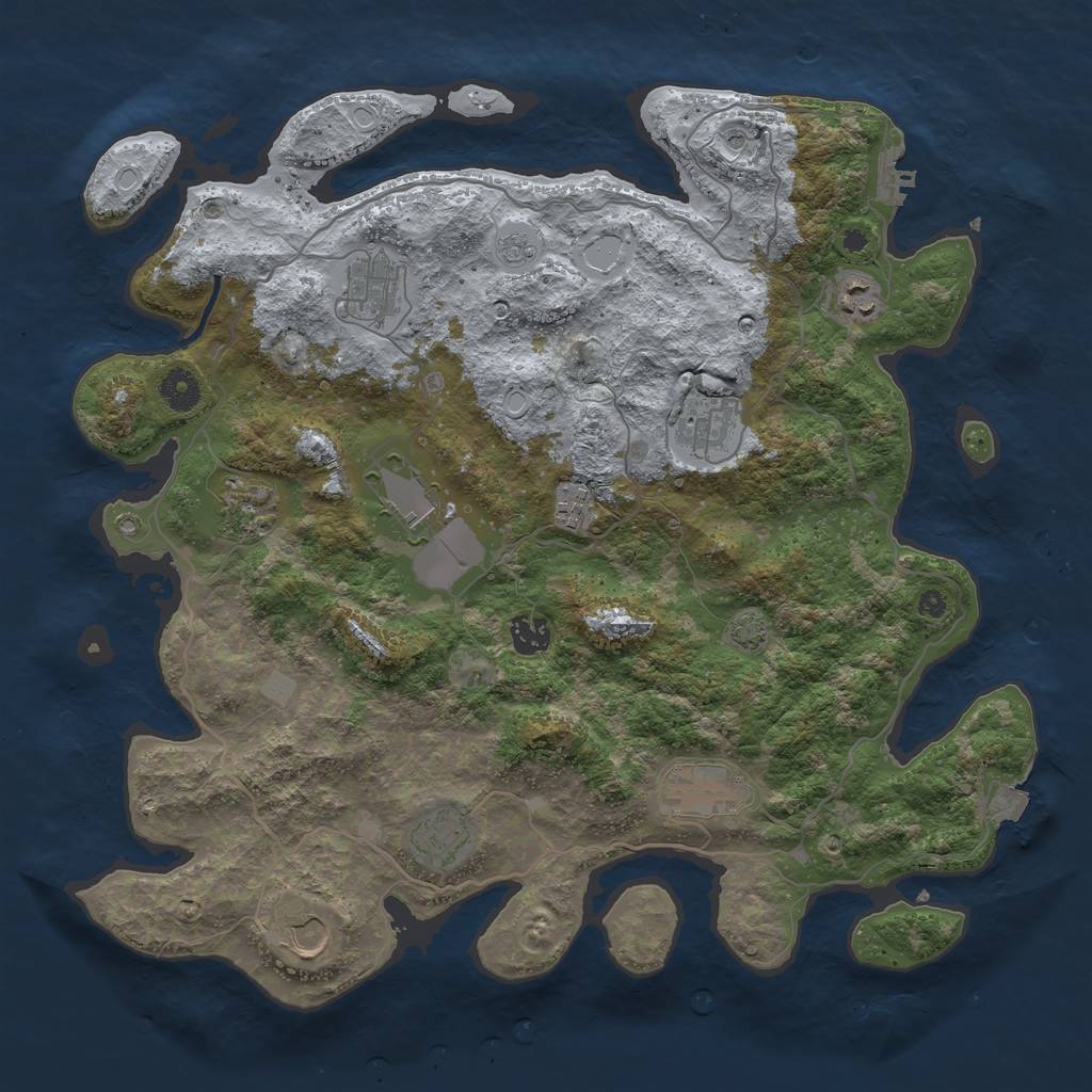 Rust Map: Procedural Map, Size: 4000, Seed: 332766123, 17 Monuments