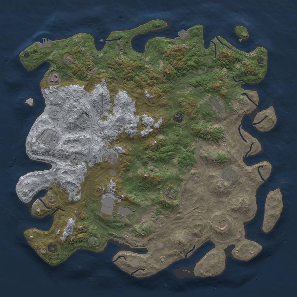 Rust Map: Procedural Map, Size: 4500, Seed: 92814333, 17 Monuments