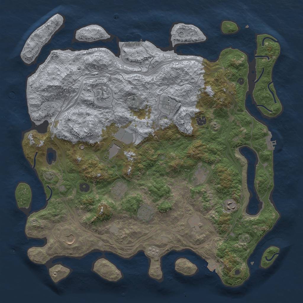 Rust Map: Procedural Map, Size: 4500, Seed: 1016077775, 19 Monuments