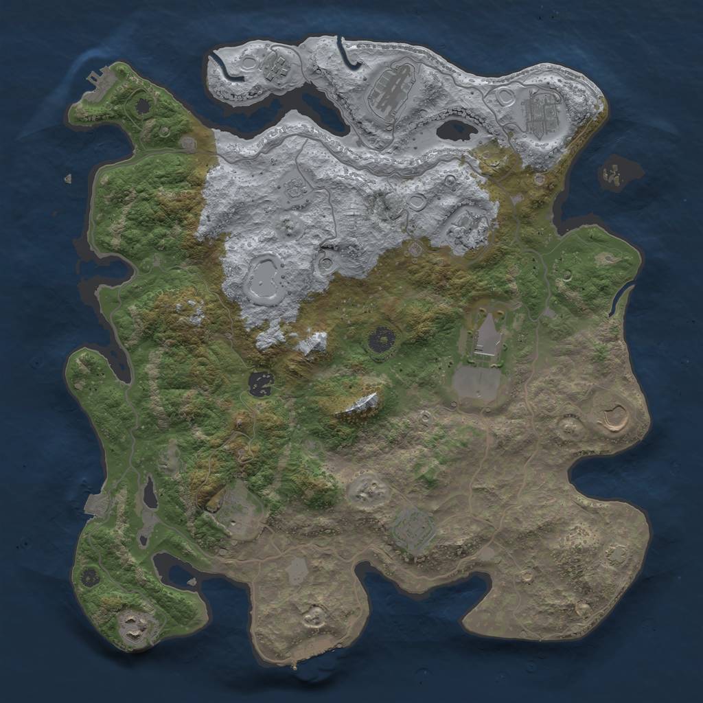 Rust Map: Procedural Map, Size: 4000, Seed: 838716024, 18 Monuments