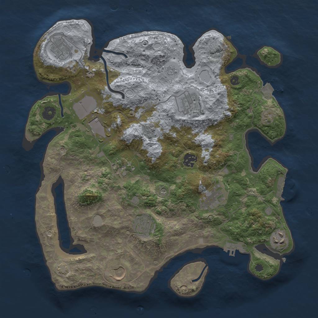 Rust Map: Procedural Map, Size: 3500, Seed: 1803882362, 18 Monuments