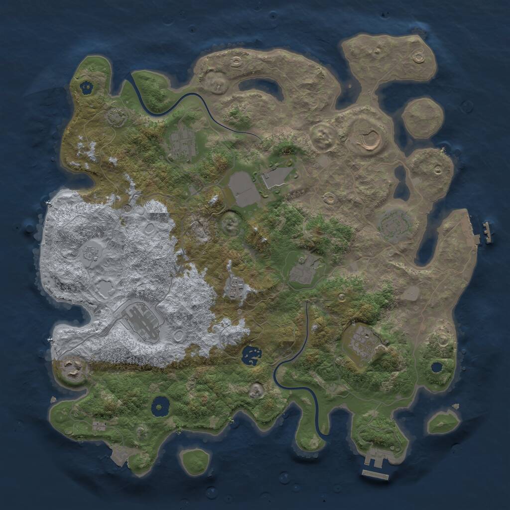 Rust Map: Procedural Map, Size: 3850, Seed: 768609664, 16 Monuments