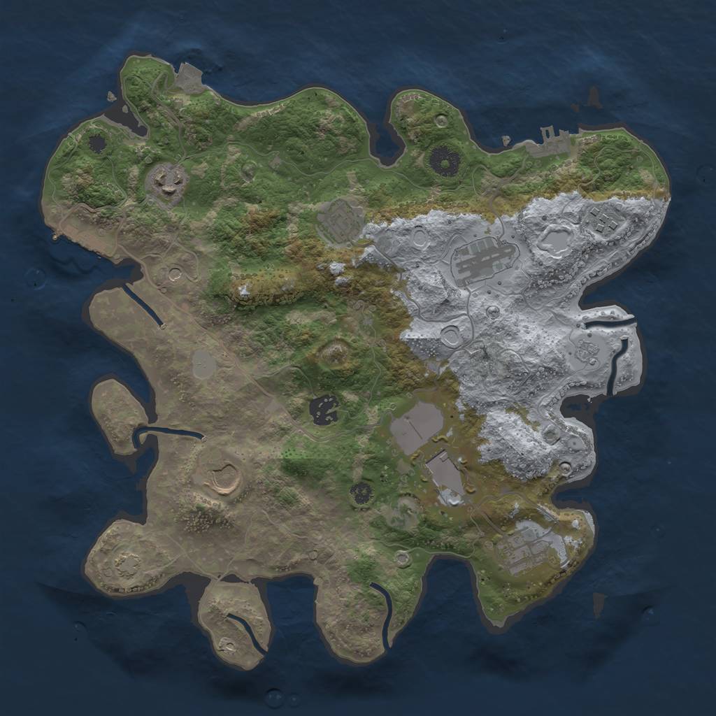 Rust Map: Procedural Map, Size: 3500, Seed: 106982508, 16 Monuments