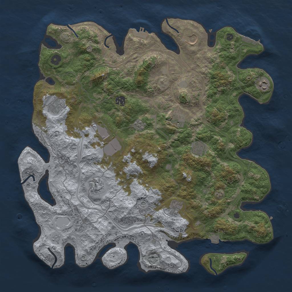 Rust Map: Procedural Map, Size: 4250, Seed: 870993883, 18 Monuments