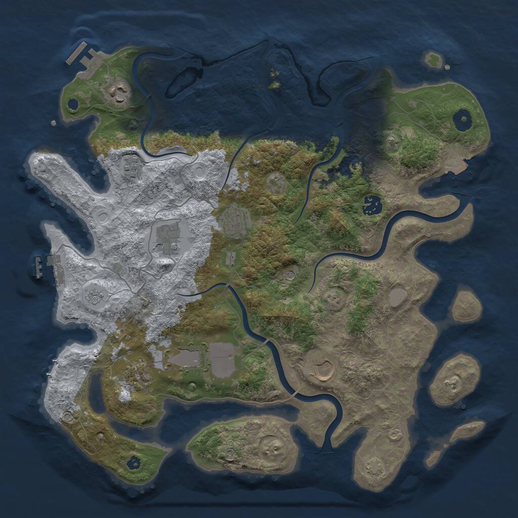 Rust Map: Procedural Map, Size: 3800, Seed: 4554, 14 Monuments