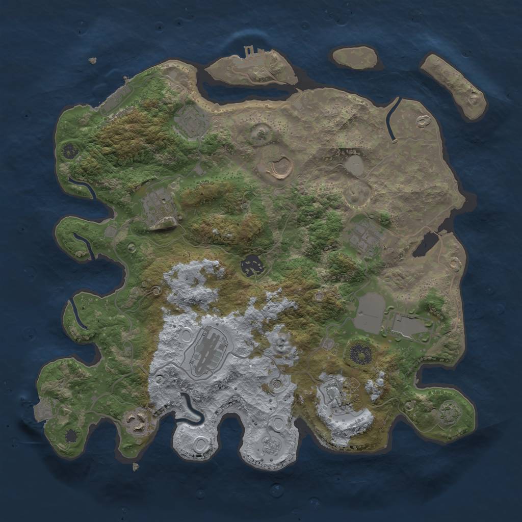 Rust Map: Procedural Map, Size: 3500, Seed: 492341897, 17 Monuments