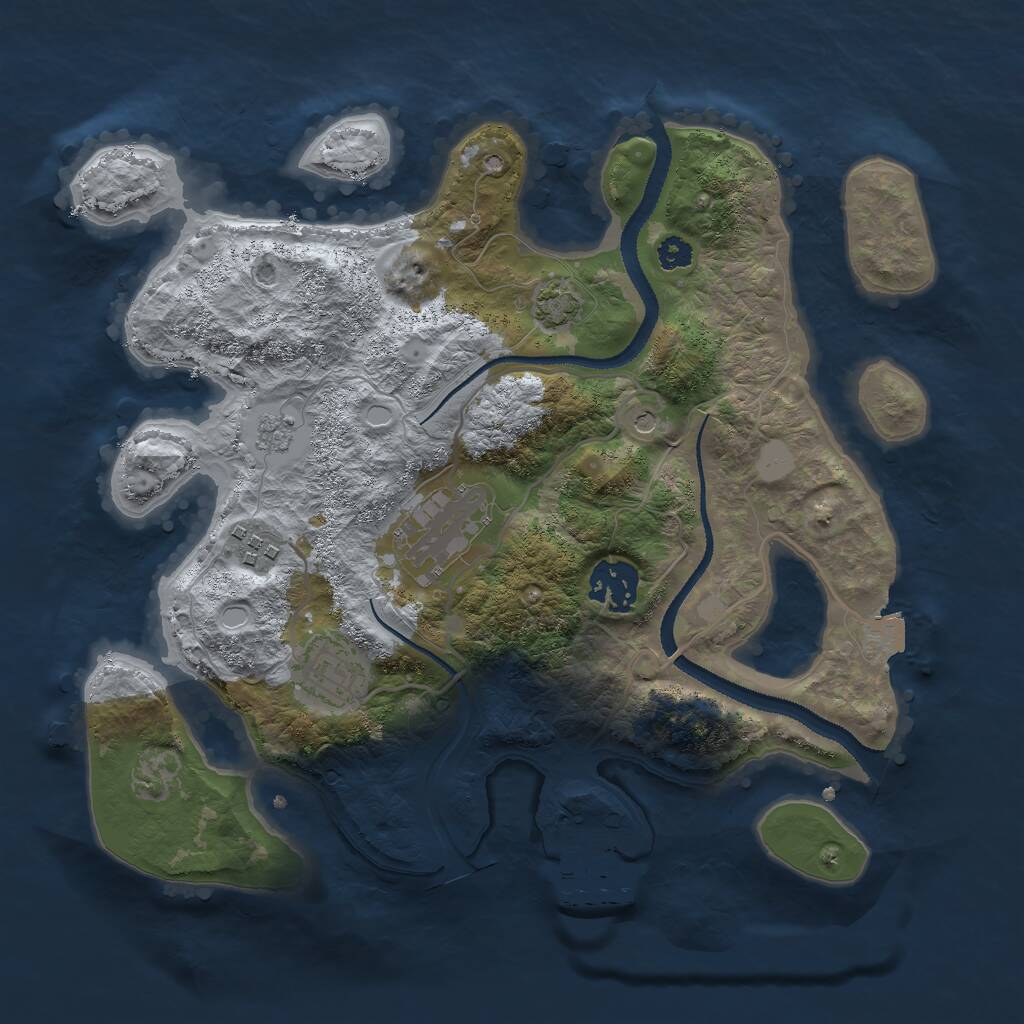 Rust Map: Procedural Map, Size: 3000, Seed: 793145, 9 Monuments