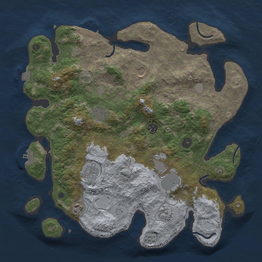Rust Map: Procedural Map, Size: 3750, Seed: 22073086, 16 Monuments