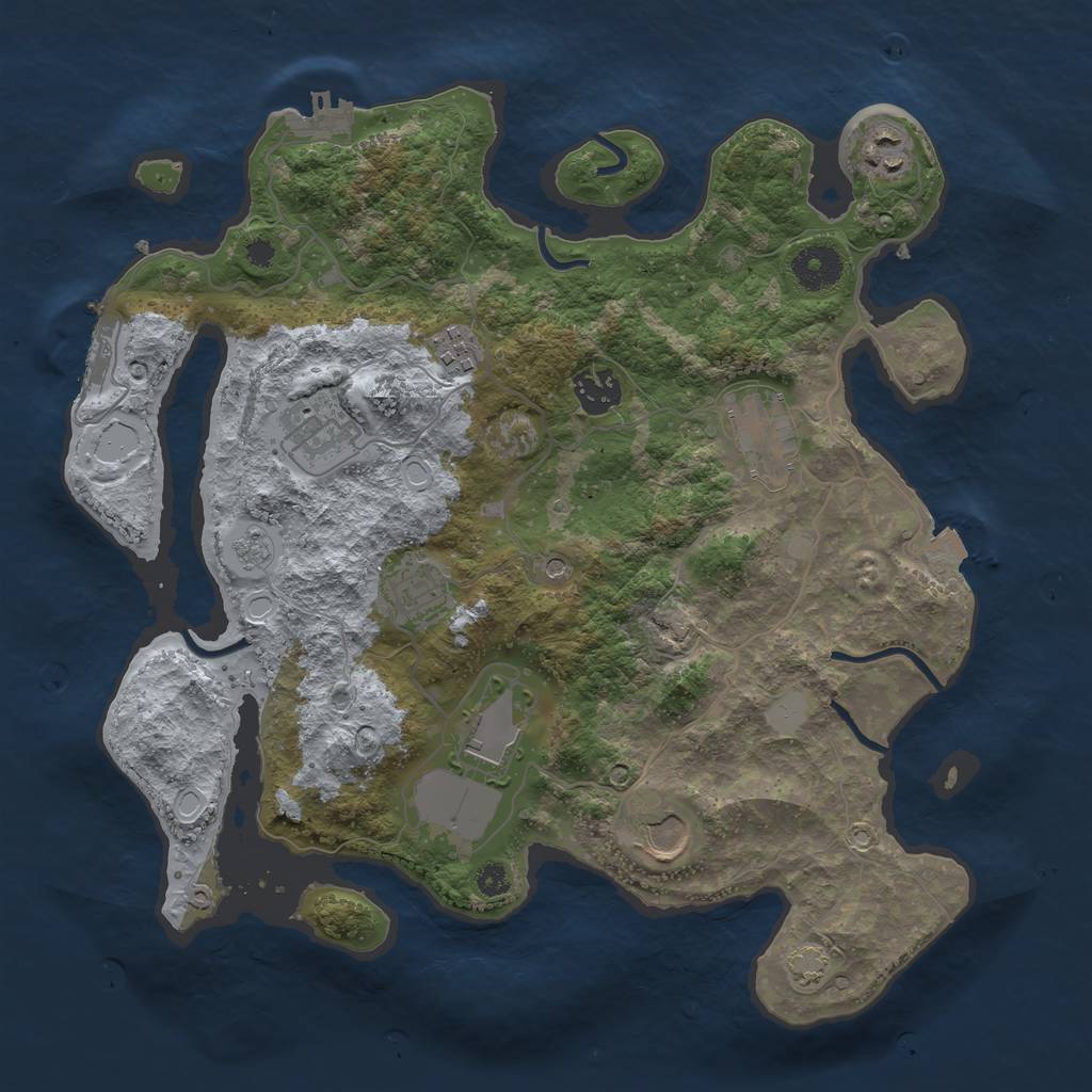 Rust Map: Procedural Map, Size: 3500, Seed: 2007, 16 Monuments