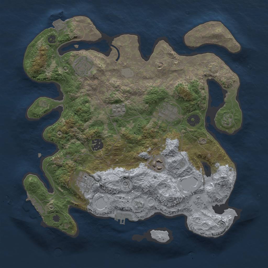 Rust Map: Procedural Map, Size: 3250, Seed: 1897036177, 14 Monuments