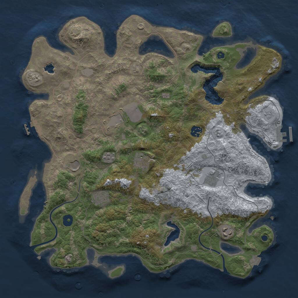 Rust Map: Procedural Map, Size: 4000, Seed: 1001403502, 14 Monuments