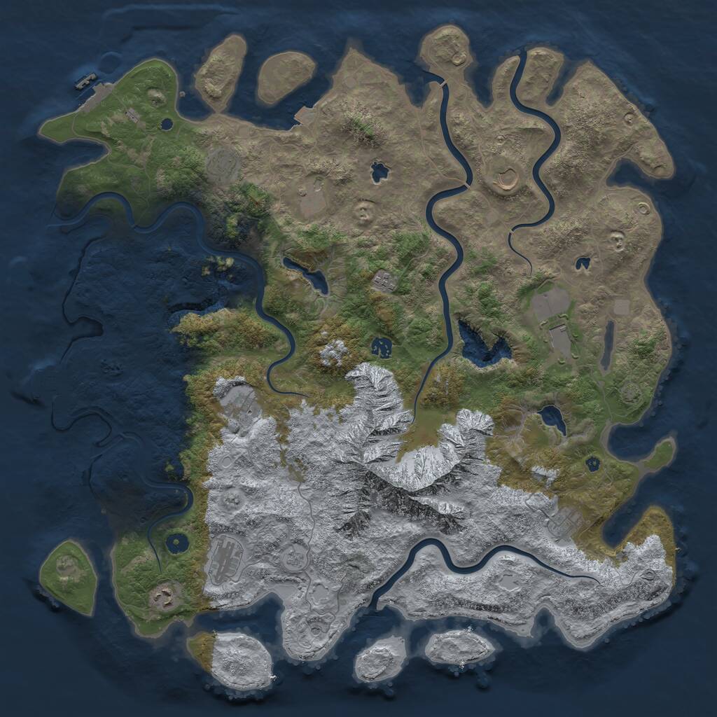 Rust Map: Procedural Map, Size: 5000, Seed: 280304527, 16 Monuments