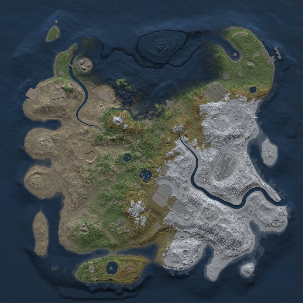 Rust Map: Procedural Map, Size: 3700, Seed: 55513756, 14 Monuments