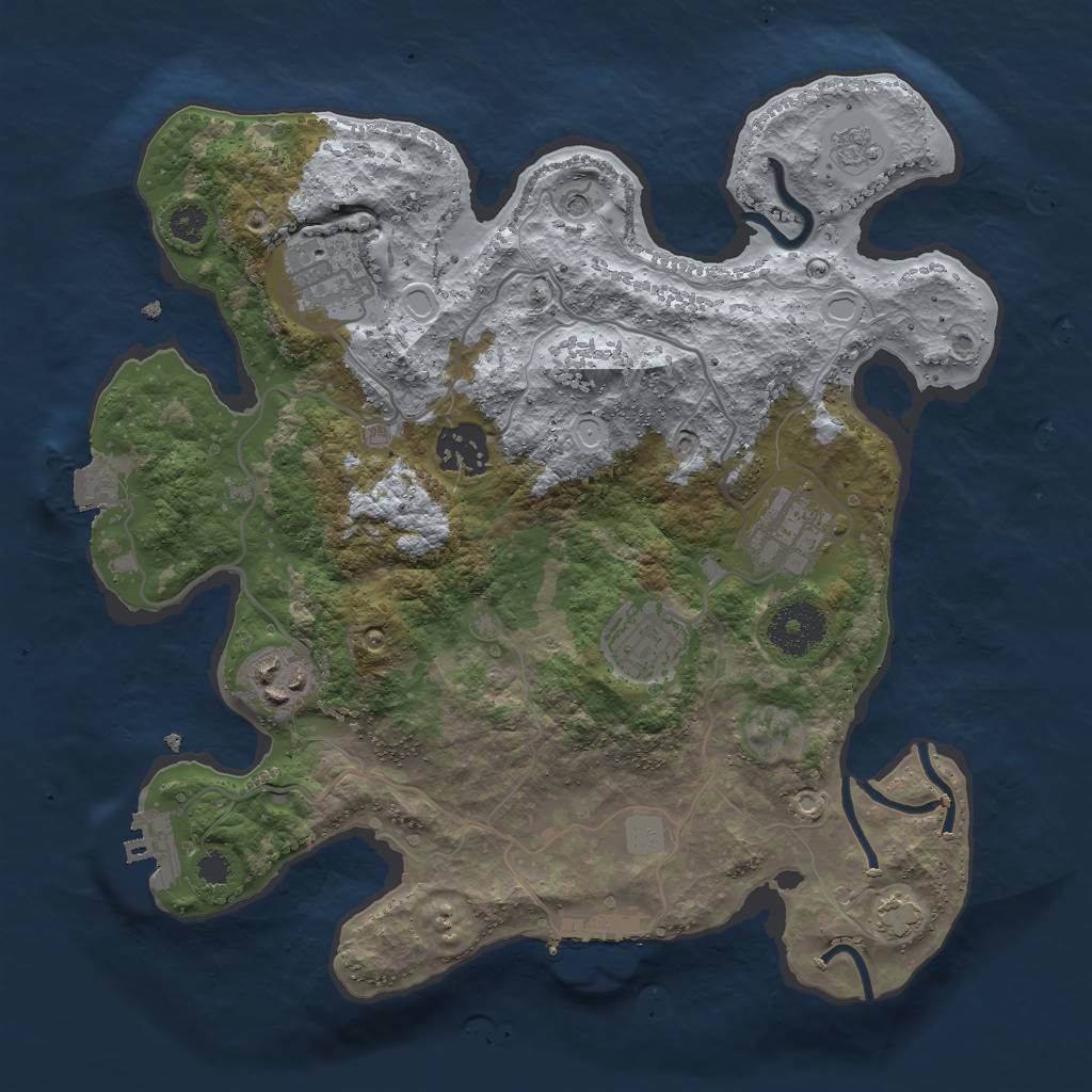 Rust Map: Procedural Map, Size: 3000, Seed: 370883647, 13 Monuments